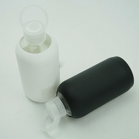 Bouteille d'eau en verre réutilisable avec manchon en silicone blanc et noir personnalisé de 500 ml