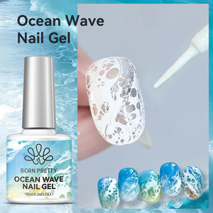 BORN PRETTY Pintura líquida de acuarela blanca de secado al aire para decoración de <span class=keywords><strong>uñas</strong></span>, gel efecto blooming para efecto de espuma de olas oceánicas, pincel delineador fino - Product Image 1