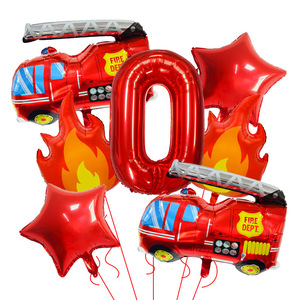 Ballons de <span class=keywords><strong>camion</strong></span> de pompiers, extincteur, flamme, chiffres en aluminium, ballon de <span class=keywords><strong>pompier</strong></span> <span class=keywords><strong>pour</strong></span> décoration de fête d'anniversaire - Product Image 6