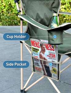 Docusvect Folding <b>Camping</b> <b>Chair</b> Steel Tube Frame Shade <b>Canopy</b> Adults Outdoor Sports Cup Holder Side Pocket Camp Beach Tailgates - Product Image 5