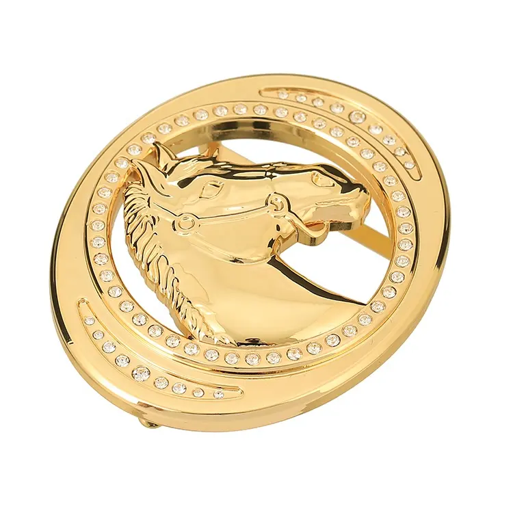 Luxury Custom 68MM Rhinestones Alloy Metal Engraved Gold Belt Buckle for Belt leather accessories