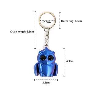 Porte-clés hibou imprimé en 3D 2026, figurine réaliste et colorée, jouet articulé anti-stress, pendentif pour sac, modèle animal - Product Image 5