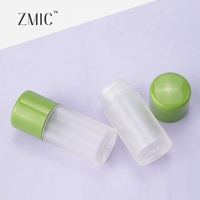 Pot à poudre libre transparent 3g en plastique dépoli avec capuchon vert – Format portable pour voyage