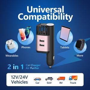 Minilimpiador de aire automático para coche, purificador de aire de 12V, 24V, 2 en 1 con puertos USB duales, Cargador rápido, pequeño enchufe - Product Image 6