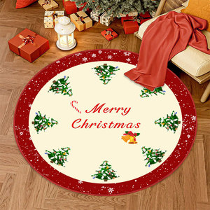 Factory Supply Merry Christmas Carpet Vintage Living Room <b>Mat</b> Non-slip Soft Washable <b>Large</b> Round Area Rug for Floor - Product Image 3