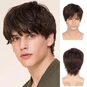 Peluca para hombre, peluquín corto, gris plateado, pelucas de pelo sintético en capas naturales para hombre, diario, Halloween - Product Image 2