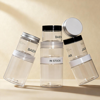 Frascos de cosméticos de perfil bajo de 10oz, botellas reciclables de lujo, tarro redondo para alimentos, embalaje vacío, tarro de crema de 50ml con tapa plateada