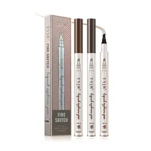 Crayon à sourcils Waterproof avec 4 fourchettes colorées, liquide, outil de tatouage pour sourcils, remplissage, couleur des cheveux