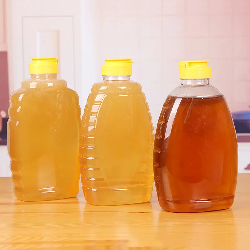 MAYSURE ขวดบีบน้ำผึ้งพลาสติก PET,ภาชนะใส่ซอสนำกลับมาใช้ใหม่ได้ขนาด330มล. ตัวอย่างฟรี