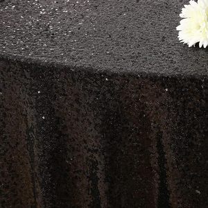 Mantel de Terciopelo Negro para Mesa Redonda de 6 pies, para Decoración de Bodas - Product Image 4
