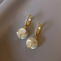 Boucles d'Oreilles en Cristal Scintillant Élégantes Style Coréen pour Femmes, Bijoux Tendance de Luxe Vintage en Pierre Oeil de Chat, Cadeaux de Fête