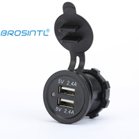BROSINTL BC017KB 12V 24V Entrée 5V 2.4A & 2.4A Sortie Double Port 4.8A USB Chargeur Socket avec Indicateur LED