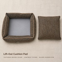 Lit carré pour animaux de compagnie en peluche luxueux, doux et confortable, style dessin animé, avec cadre en bois