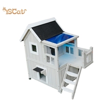 2024 luxe chat maison nouveau Design extérieur en bois Villa caractéristiques étanches pour petits grands animaux bois plastique verre solide