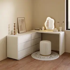 Yeni varış beyaz ışık lüks Nordic yatak odası tuvalet masası krem tarzı soyunma tablo