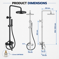 Système de douche complet moderne chromé avec douchette pluie supérieure et douchette à main réglable en hauteur pour commandes en gros et usage commercial