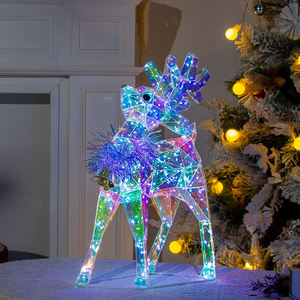 3 डी क्रिस्टल प्रभाव चमकदार रिंग हिरण रोशनी छुट्टी पार्टी शादी क्रिसमस की सजावट उपहार चमक प्रकाश हिरण - Product Image 4