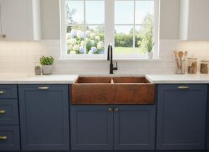 Fregadero de Cocina de Cobre Estilo Rústico, Hecho a Mano, con Acabado de Patina Antigua - Product Image 2