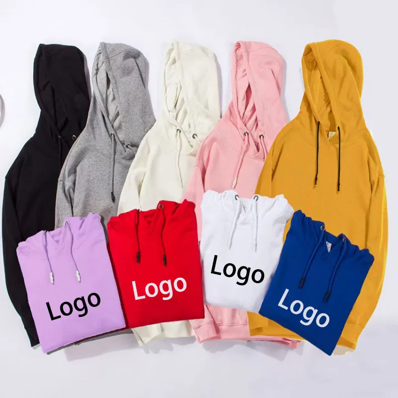 Wholesale Custom LOGO Sweatshirt Mens Hoodie Street Long Sleeve loose Solid Color Men's Hoodies streetwear mens hoodies