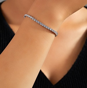 2mm 3mm 4mm 5mm CZ Rhodium Zircon Cubique Bracelet de Mode Bijoux Plaqué Or 14K Tendance Femmes Tennis Zircon Chaîne Bracelet - Product Image 5