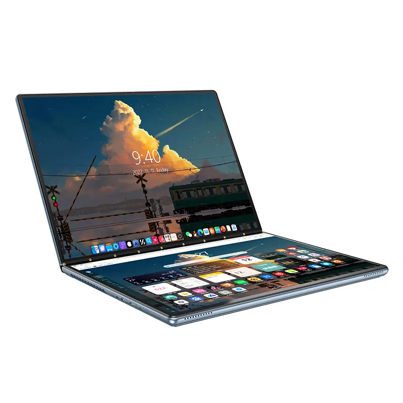 공장 13.5 "듀얼 스크린 노트북 가정용/비즈니스/게임용 인텔 N100 (3.40GHz) 프로세서 노트북 듀얼 USB3.1 Type-C