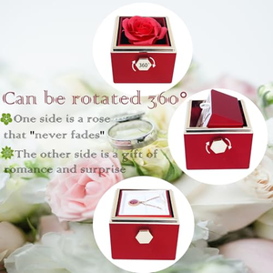 Nouvelle boîte à bague rotative créative, boîte d'emballage pour bijoux en forme de rose, boîte à collier avec fleur préservée, cadeau pour la Saint-Valentin - Product Image 3