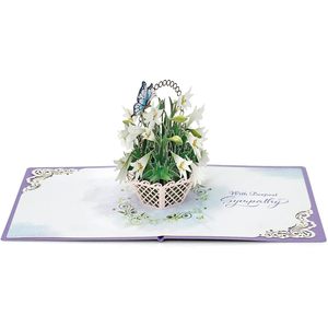Tarjeta de Condolencias 3D con Lirio Blanco, Tarjeta de Felicitación de Papel para el Luto por la Pérdida de un Ser Querido, Mascota, Mamá, Papá, Hijo/a - Product Image 4