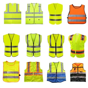 Atacado High Vis 100% poliéster Tricô Tecido Construção Working Vest Roadway Safety Jacket High Visibility Safety Vest