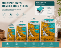 Sacs d'emballage pour grains de café personnalisés en gros, pochettes à fond plat avec fermeture éclair et valve unidirectionnelle, sacs à café souples de qualité alimentaire