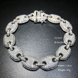Nouveauté Bracelet en zircone cubique AAA multicolore 13 mm en forme de grains de café, chaîne à maillons hip-hop, breloques pour hommes, bracelets tendance, bijoux - Product Image 2