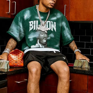 Camiseta Billion de Algodón de Alto Gramaje, Corte Ancho y Corto, Estilo Vintage con Estampado Gráfico Completo de Animal, Lujo Personalizado para Hombre - Product Image 2