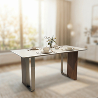 Nouvelle table à manger rectangulaire de luxe moderne haut de gamme pour la salle à manger, en marbre