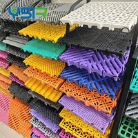 Dalles de sol en plastique emboîtables pour garage industriel, 400x400mm, 18mm d'épaisseur, design renforcé en PP, écologiques, durables, faciles à nettoyer
