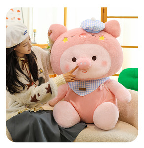 ตุ๊กตาหมูสีชมพู HECION สายสะพายใหม่ ตุ๊กตาหมูน่ารักขนาดใหญ่สำหรับเด็กและเด็กผู้หญิง ของเล่นตุ๊กตาสัตว์นุ่มน่ารัก ของขวัญวันเกิดสำหรับเด็ก - Product Image 6