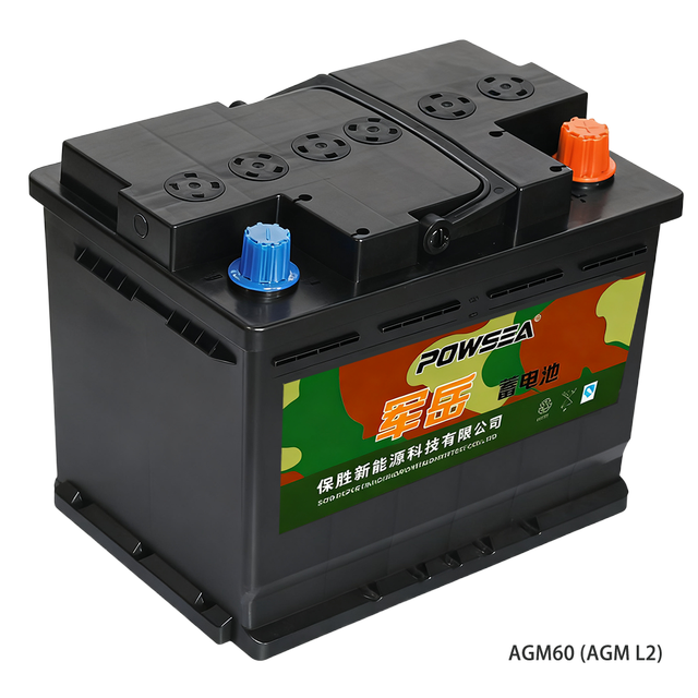 POWSEA AGM Stop Start Car Battery 12V 6-QTF-60/H5(LN2) 630CCA 12-Month Warranty New Factory Direct Sale
