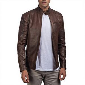 Chaqueta de Motociclista de Piel de Oveja Desgastada Dean Brown, Acabado Premium con Aceite, Estilo Vintage, Corte Ajustado, Ecológica, 100 Gramos, Prenda Exterior - Product Image 1