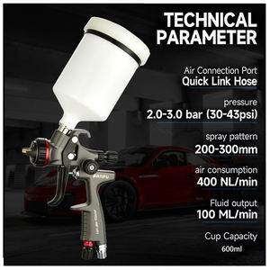 <span class=keywords><strong>Pistola</strong></span> a spruzzo ad aria professionale da 1.3mm con tazza di alimentazione a gravità da 600ml per applicazioni ad acqua di fascia alta per autoveicoli - Product Image 6