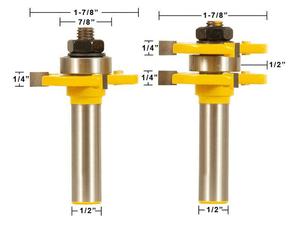 Paire de fraises de 1/2x1/4, mèches de routeur à langues et à rainure - Product Image 2