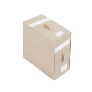 Fabric Bedding Storage Box With Lid Stackable Rectangle Gray Beige Foldable Wardrobe Organizer For Blanket Duvet Cover - Product Image 4