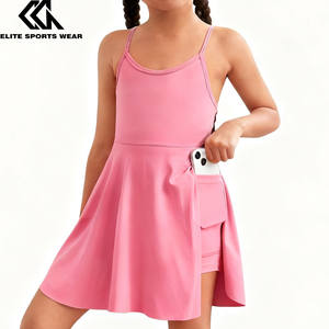 Skut aktif kustom dengan saku gadis muda kasual nyaman rajutan gaun Tank Sporty - Product Image 3