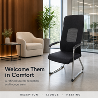 Chaise de réunion commerciale en maille pour salle d'attente, chaise de visiteur pour personnel de bureau, chaise de formation à pieds fixes en arc