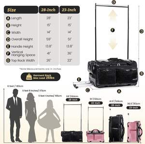 Free Sample OEM Factory Hot Selling Collapsible Trolley Dance Bag Dance Duffle Bag with <b>Garment</b> <b>Rack</b> Luggage Travel Bags - Product Image 4