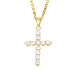 Collier chaîne en or CZ pour hommes et femmes, bijoux <span class=keywords><strong>avec</strong></span> croix, en acier inoxydable, style musulman - Product Image 3