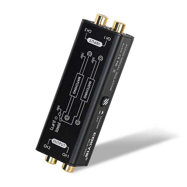 RCA Ground Loop Isolator Noise Filter Passive Audio Hum Eliminator Metal Body Signal Converter for Car Audio Home Stereo System