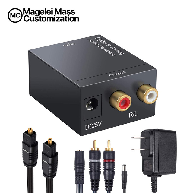 Digital to Analog Audio Converter DAC Digital Optical to Analog L/R RCA Converter Toslink Optical to 3.5mm Jack Adapter