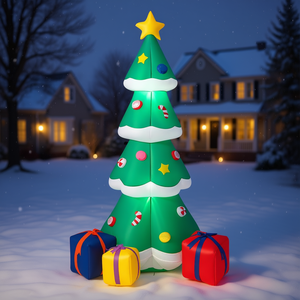 Árbol de Navidad Inflable de 6 Pies de Altura, Decoración Navideña para Jardín Exterior con 3 Cajas de Regalo, Material de PVC Multicolor - Product Image 2