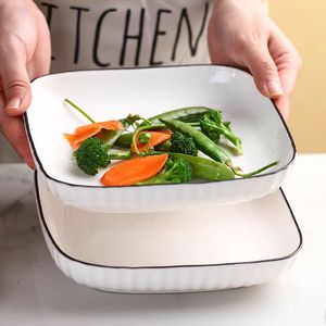 Plato Cuadrado de Porcelana Esmaltada Blanca Pura de 8 Pulgadas, Ecológico, <span class=keywords><strong>para</strong></span> <span class=keywords><strong>Cocina</strong></span> y Hogar - Product Image 4