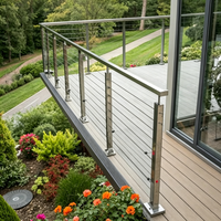 Poteau de balustrade moderne en acier inoxydable noir avec câble, fixation au sol, pour villa, escalier, balcon, terrasse de piscine - Anti-rouille