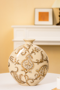 Vase en céramique beige élégant et boîte à mouchoirs, motif floral paisley, accent chinoiserie pour la décoration de la <span class=keywords><strong>maison</strong></span> - Product Image 4