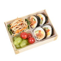 Boîte à lunch en bois jetable en gros, récipient alimentaire, boîte bento pliable, écologique, personnalisable, boîte à emporter, boîte à fast-food